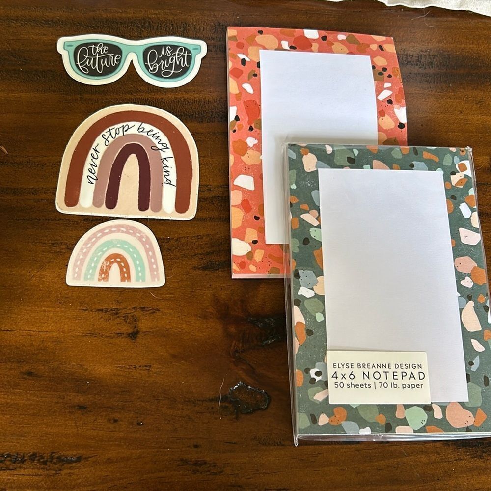 Note pad 4x6 terrazzo print plus 3 stickers bundle